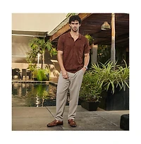 Campus Sutra Men's Russet Brown Fluid-Knit Polo Shirt