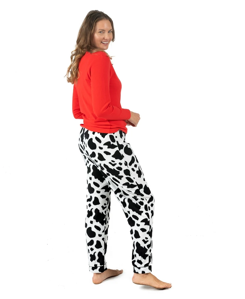Leveret Women's Cotton Top and Fleece Pants Holiday Pajamas