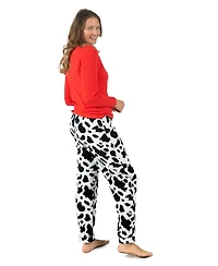 Leveret Women's Cotton Top and Fleece Pants Holiday Pajamas