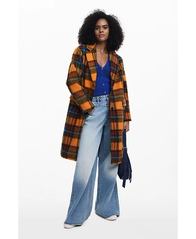 Desigual Women's Long checkered coat