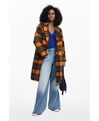 Desigual Women's Long checkered coat
