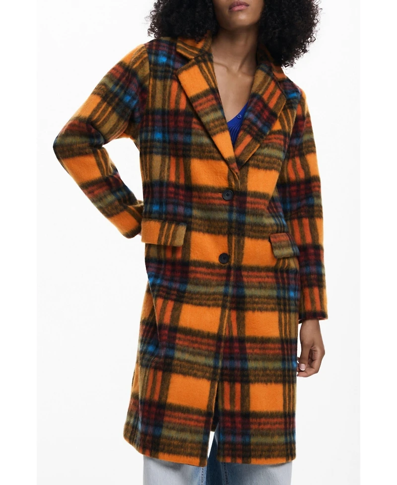 Desigual Women's Long checkered coat