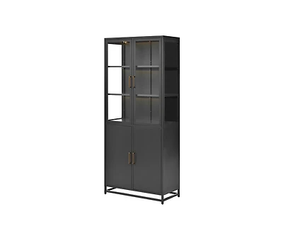 Casainc 76.75" Tall Display Cabinet with Glass Doors and Led Lights