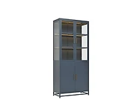 76.75" Tall Display Cabinet with Glass Doors and Led Lights