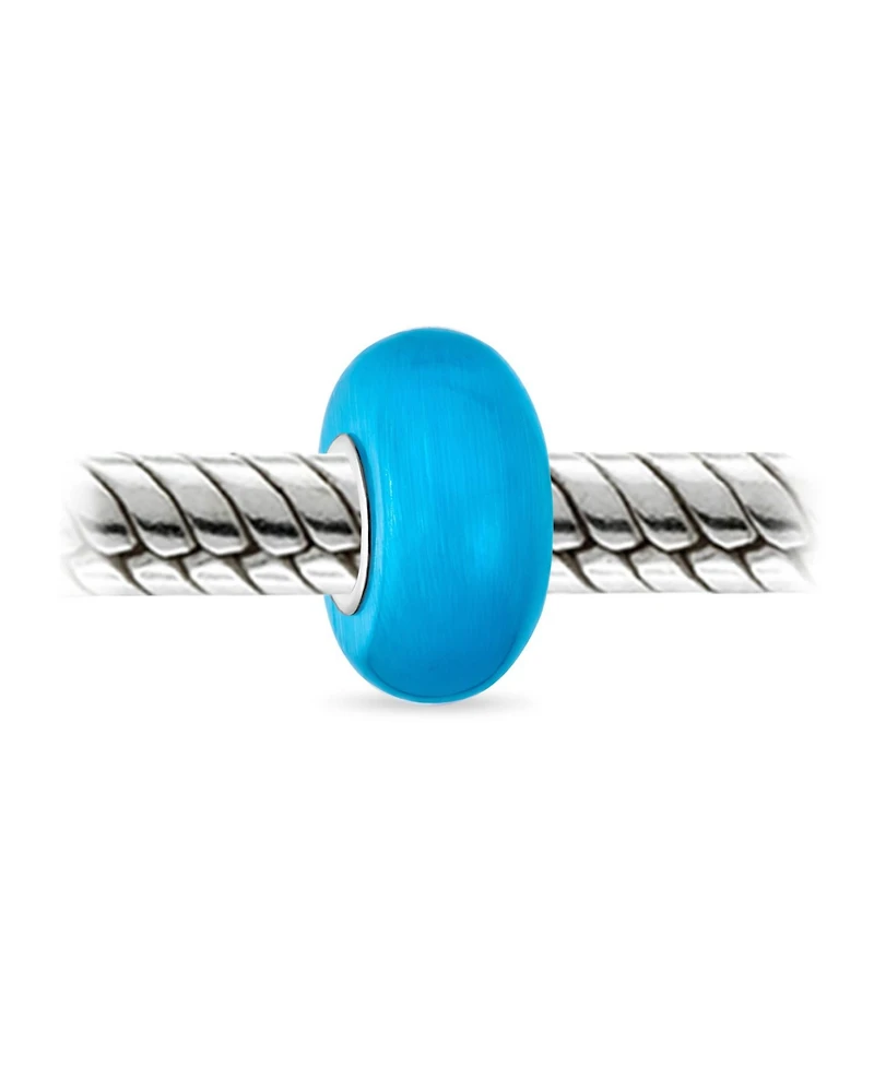 Bling Jewelry Set of 2 Smooth Opaque Murano Glass Charm Bead for European Bracelets Sterling Silver