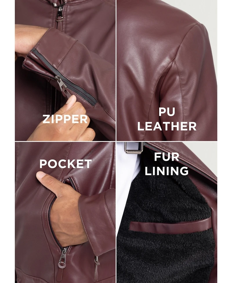 Xray Men's Pu Racer Jacket With Faux Shearling Lining