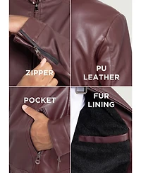 Xray Men's Pu Racer Jacket With Faux Shearling Lining