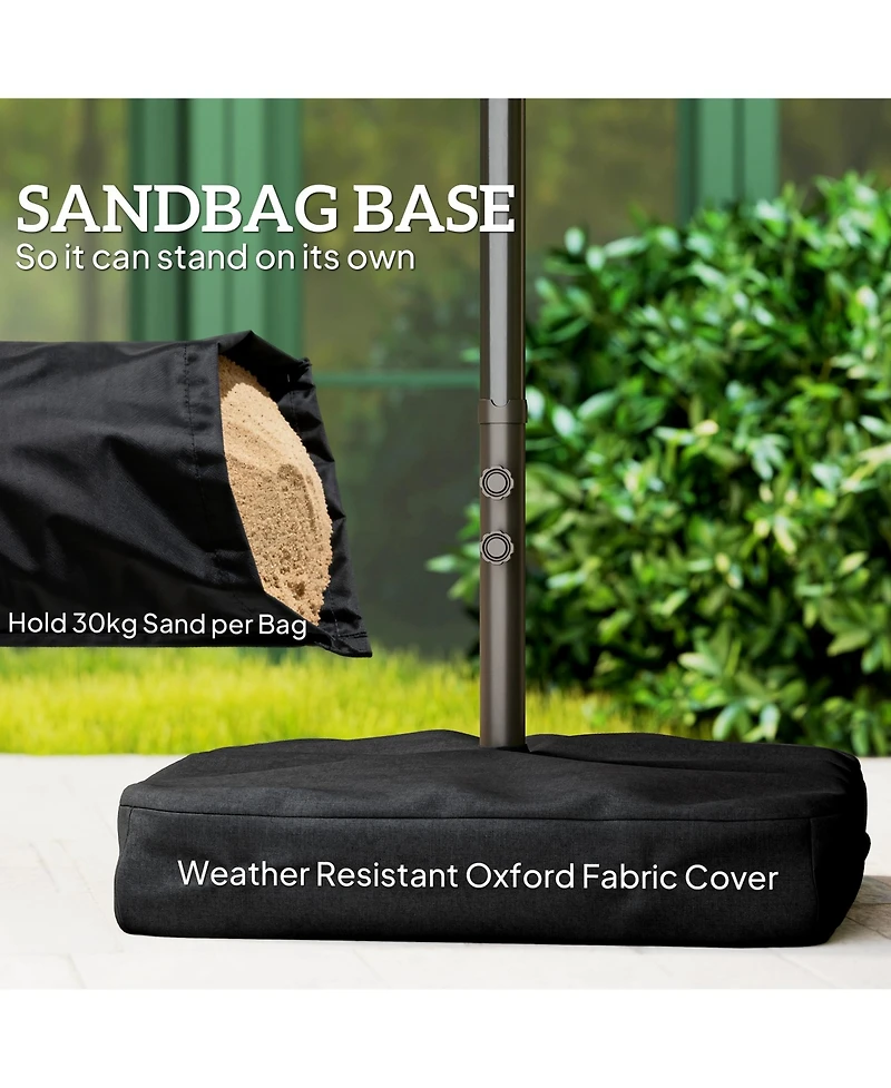 Outsunny 15' Backyard Double-Sided Steel Fabric Market Garden Umbrella Dark