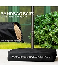 Outsunny 15' Backyard Double-Sided Steel Fabric Market Garden Umbrella Dark