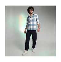 Campus Sutra Men's Powder Blue Buffalo Utility Shacket