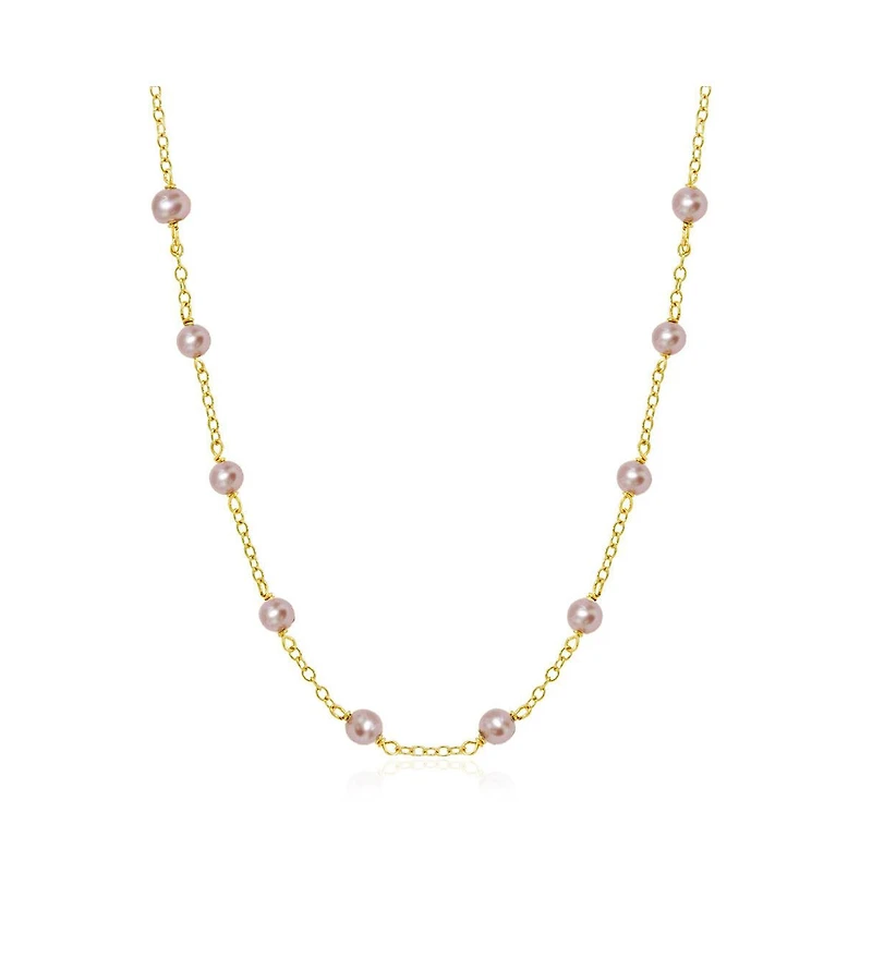 The Lovery Pink Pearl Bead Chain Necklace 14K Gold