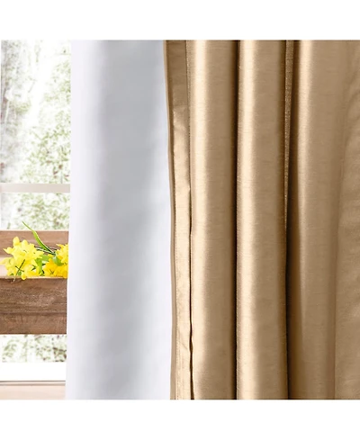 Ellis Curtain Luna Faux-Silk Rod Pocket/Back Tab Tailored Pairs - 100x96", Taupe