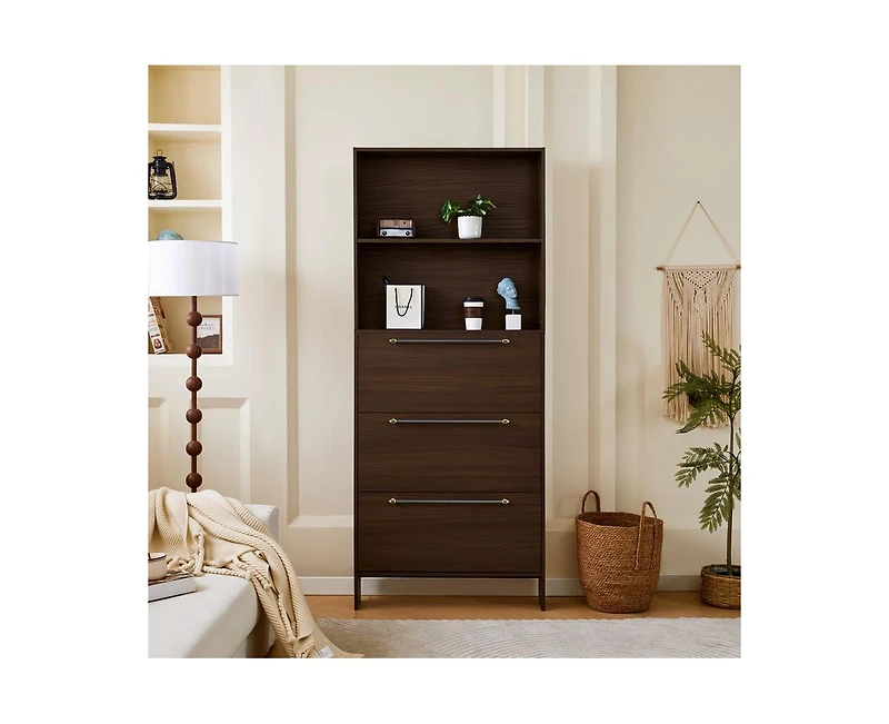 Casainc Storage Cabinet Shoe Organizer with 3 Flip Drawers