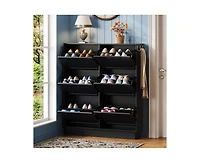 Casainc Modern Elegant Narrow Tipping Bucket Shoe Cabinet with 6 Flip Drawers