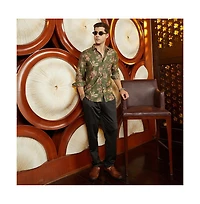 Campus Sutra Men's Olive Green Withering-Bloom Shirt