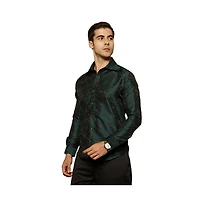 Campus Sutra Men's Emerald Green Rosa-Woven Shirt