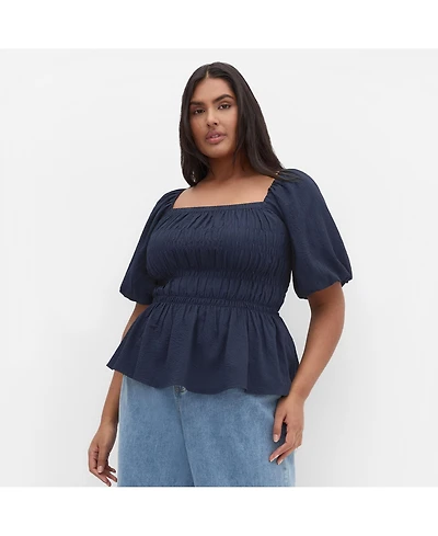 City Chic Women's Irina Shirred Peplum Top