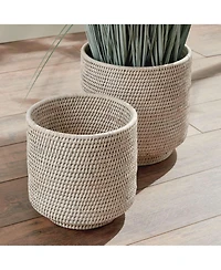 Burma Rattan Cachepots Large Set of 2