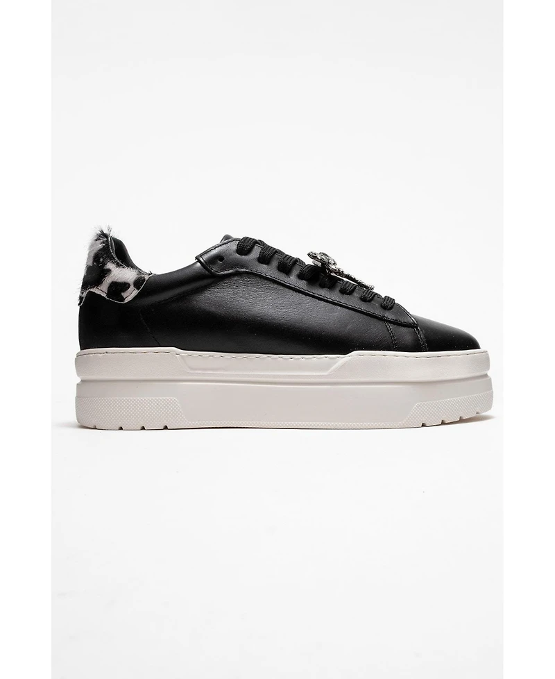 Forever & Always Shoes Laren Leather Buckle Sneakers (Women)