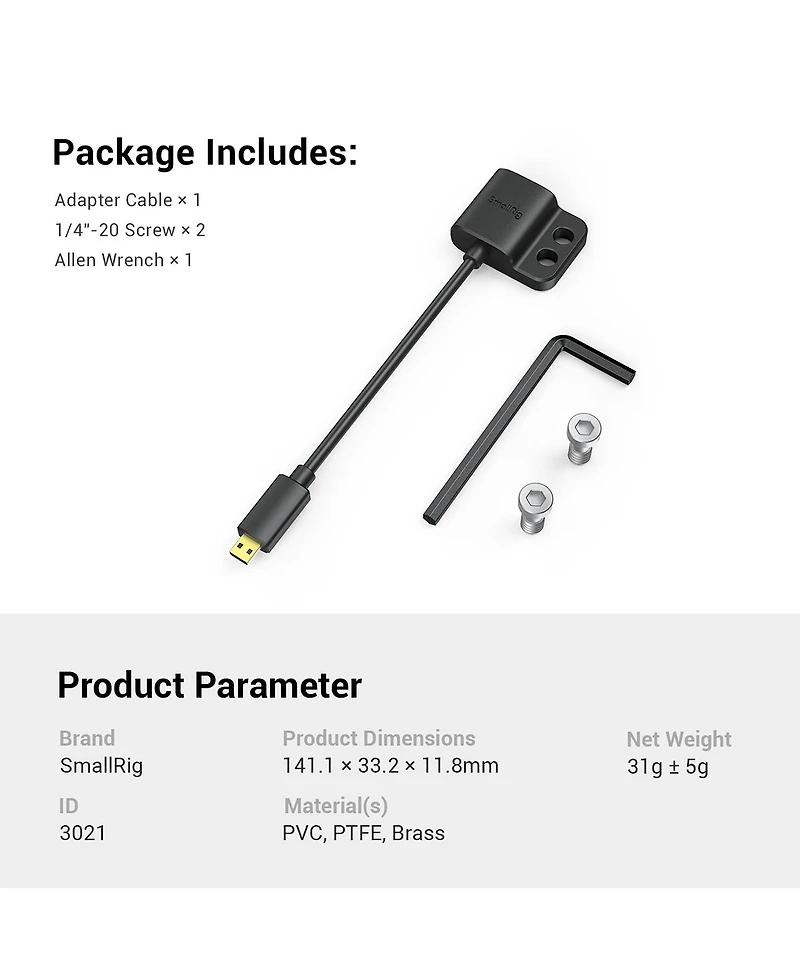 SmallRig Ultra Slim 4K Hdmi Type D to A Adapter Cable