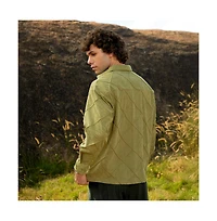 Campus Sutra Men's Pistachio Green Grid-Corduroy Shirt