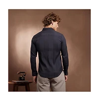 Campus Sutra Men's Onyx Black Tactile-Panel Shirt