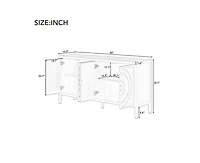 Casainc Retro Storage Cabinet Sideboard Door with Circular Groove Design Round Metal Handle