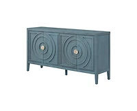 Casainc Retro Storage Cabinet Sideboard Door with Circular Groove Design Round Metal Handle