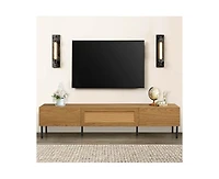 Casainc Storage Cabinet Modern Farmhouse Media Tv Stand Console with Metal Legs