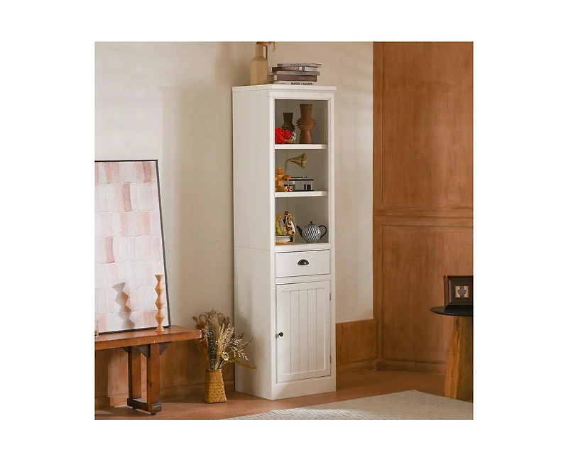 Casainc 75" Freestanding 5-Tier Display Storage Cabinet Book Shelf with 1 File Drawer