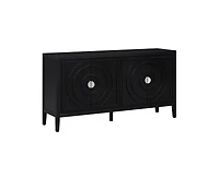 Casainc Retro Storage Cabinet Sideboard Door with Circular Groove Design Round Metal Handle