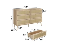 Casainc Rattan Storage Cabinet with 6 Drawers