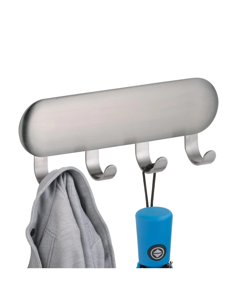 iDesign Self-Adhesive Key Rack with 4 Hooks - Set of 4 - Brushed