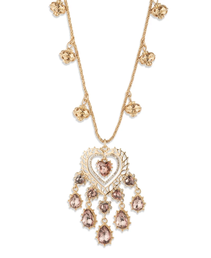 Marchesa Glass Stone Gold-Tone Heart Pendant Necklace