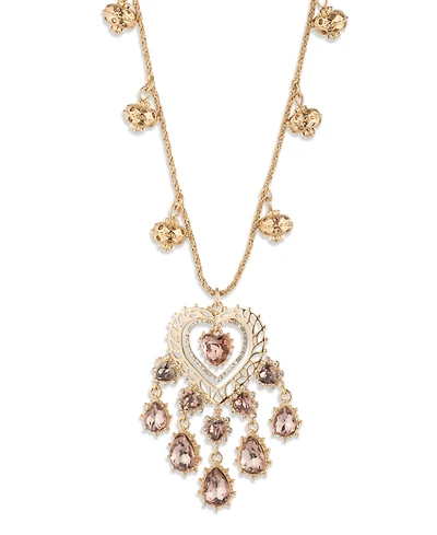Marchesa Glass Stone Gold-Tone Heart Pendant Necklace