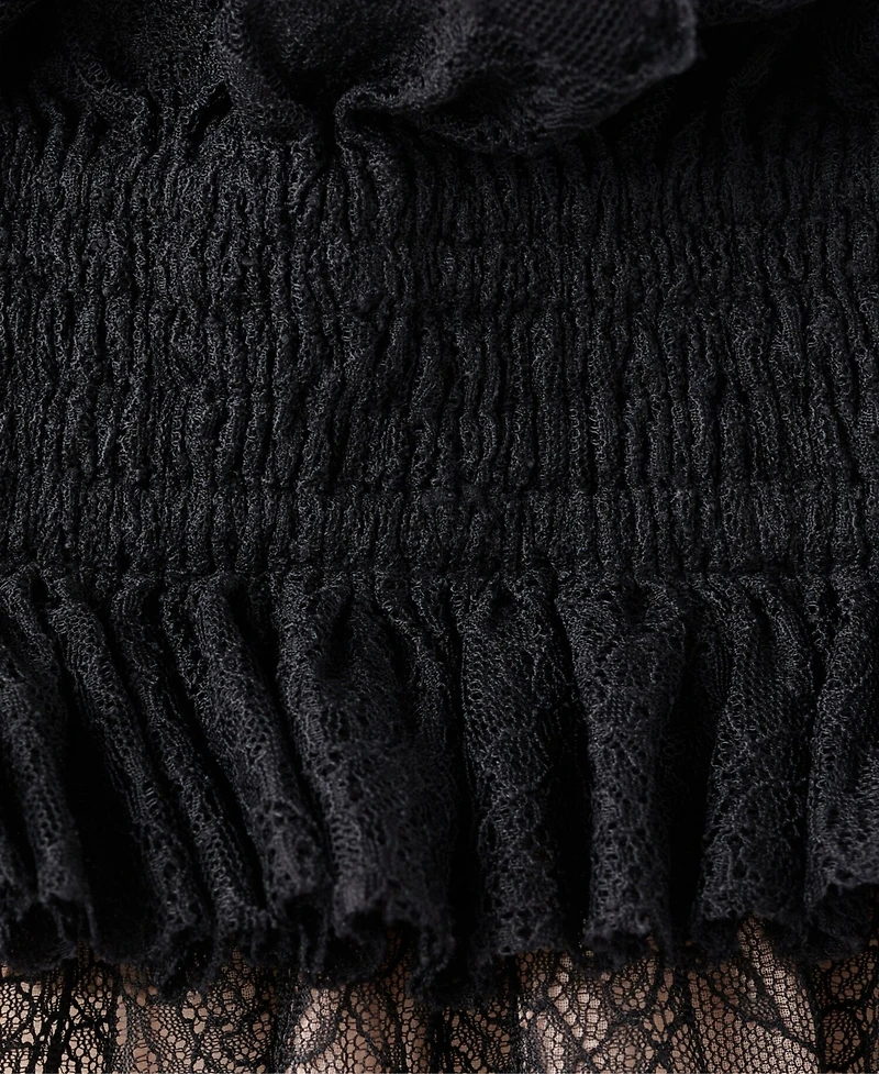 Mango Women's Ruff Collar Detail Lace Top