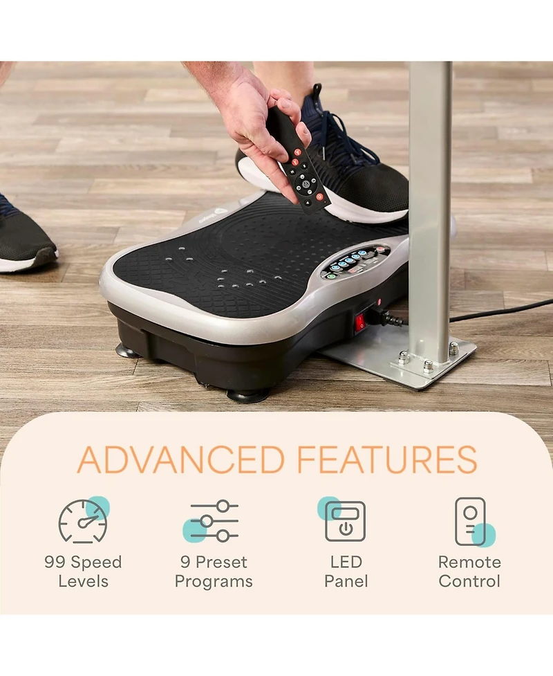 LifePro Vibration Plate Machine with Handlebar & Acupoints for Full-Body Fitness - Dark Gray
