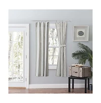 Ellis Curtain Plaza Classic Ticking Stripe Printed 3" Rod Pocket Tailored Panel Pair with Tiebacks 56" x Sage