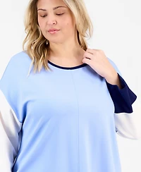 Jones New York Plus Colorblock Dolman-Sleeve Top