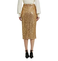 Mac Duggal Women's Sequin Embellished Mesh Fitted Midi Pencil Skirt