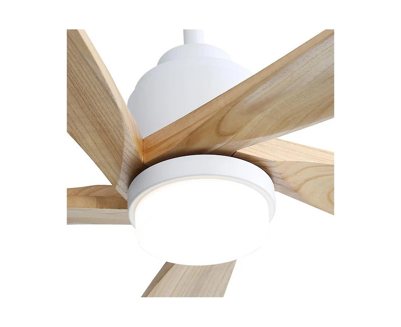 Sofucor 52-inch Modern Stylish White 5-Blade Ceiling Fan with Remote Control and Light Source