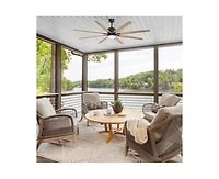 76-inch Modern and Simple Black 8-Blade Ceiling Fans with Remote Control and Lighting Kit