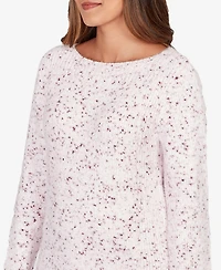 Ruby Rd. Petite Speckled Chenille Eyelash Boat Neck Sweater
