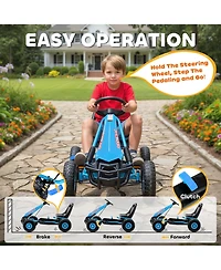 Qaba Go Kart for Kids, Pedal Cart with Adjustable Seat, Eva Wheels,