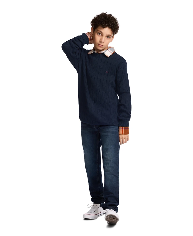 Tommy Hilfiger Boys 8-20 Crewneck Cable Knit Sweater