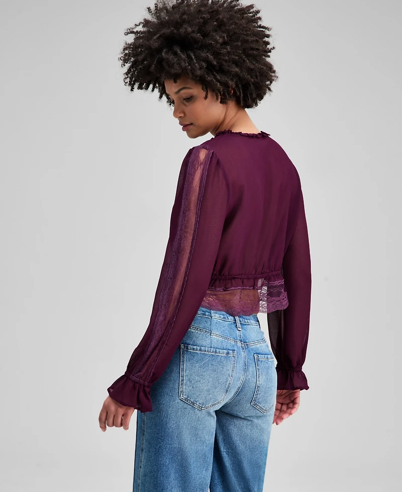 And Now This Women's Textured Sheer Blouse, Macy's Exclusive