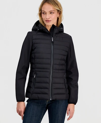Calvin Klein Women's Mixed-Media Packable Coat