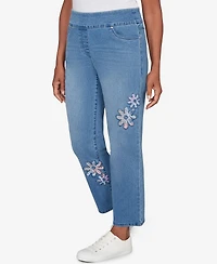Alfred Dunner Women's Hilton Head Floral Applique Detail Short Length Pants