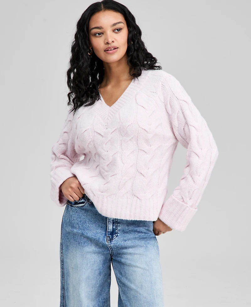 And Now This Women's Long-Sleeve V-Neck Sweater, Macy's Exclusive
