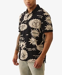 True Religion Men's All-Over Print Short Sleeve Polo Shirt